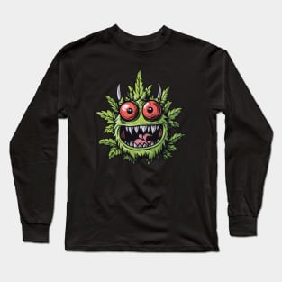 Weed Monster Illustration - Fun and Quirky Cannabis Art Long Sleeve T-Shirt